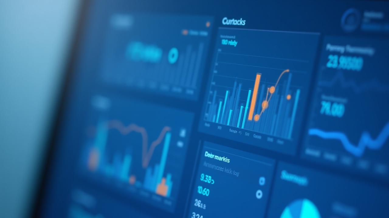 Dashboard di marketing analytics con grafici chiari e KPI in evidenza