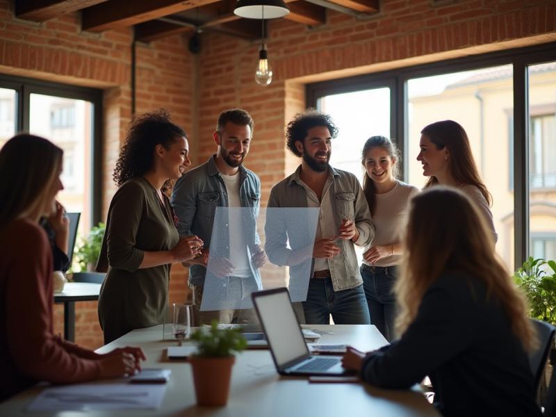 Team di Albero Maestro Creative Web Studio a Firenze, in un ambiente di lavoro collaborativo.