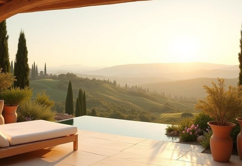 Sito web di hotel di lusso con sistema di prenotazione immersivo e viste panoramiche.